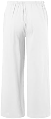Teen Girl Casual Cotton Linen Pants Elastic Waist