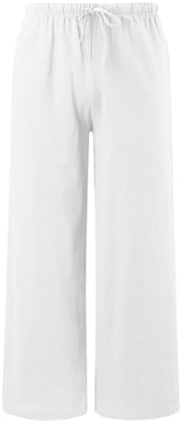 Teen Girl Casual Cotton Linen Pants Elastic Waist