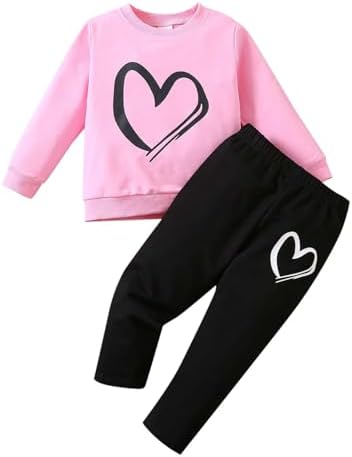 Valentines Day Infant Outfit Set - Heart Print Shirts Jogger Pants