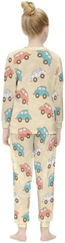 MEIKKO Girls Thermal Underwear Set Retro Car Kids Base Layer Complete Set