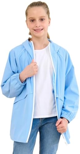 MODAFANS Boys Girls Waterproof Hooded Rain Jacket
