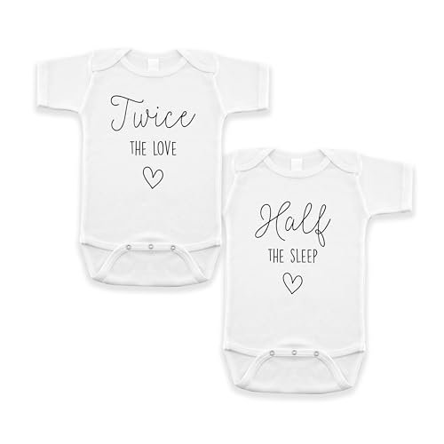 Twice The Love - Twin Reveal - Pregnancy Announcement Bodysuit for Babies White
