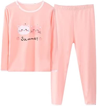 Cartoon Cat Print Pajama Set for Toddler Girls