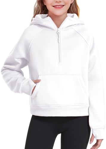 Girls Fashionable Half Zip Fleece Hoodie