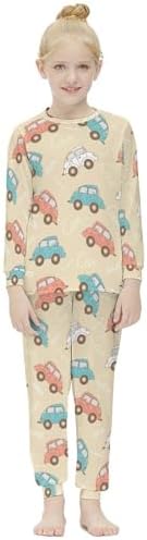 MEIKKO Girls Thermal Underwear Set Retro Car Kids Base Layer Complete Set