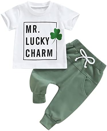 Valentines Day Outfit For Toddler Boy Cotton Blend Crewneck Sweatshirt Pants Set