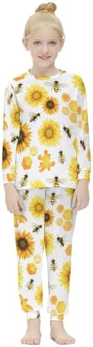 Lemon Branch Flowers Thermal Underwear for Girls
