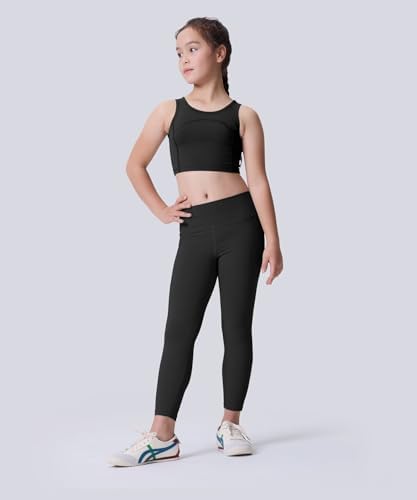 CLIMB DEER 3-Piece Girls Athletic Ankle-Length Black White Yoga Leggings