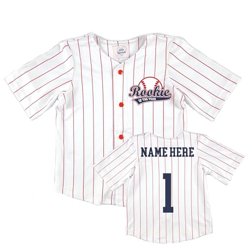 Personalized First Birthday Baseball Set Red Pinstriped Outfit