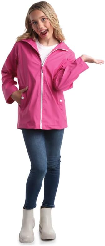 Zip-up rain jacket for girls waterproof HDPE lightweight stylish jacket