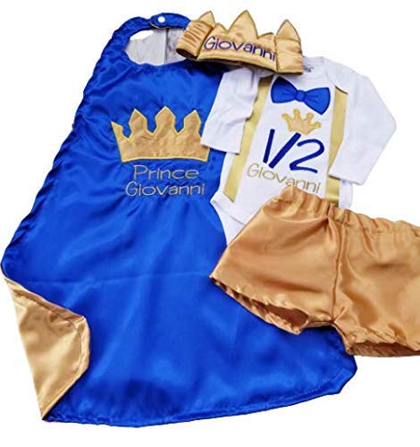 Brilliant Prince Royal Blue Onesie with Crown Hat Shorts 6-24 Months