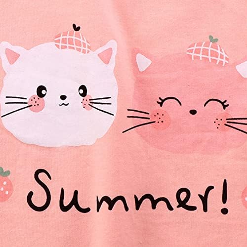 Cartoon Cat Print Pajama Set for Toddler Girls