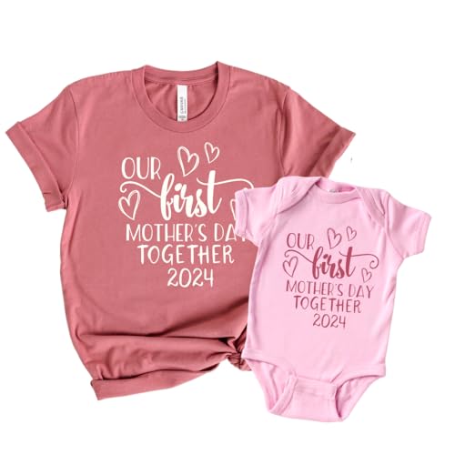 Celebrate Mothers Day Matching Bodysuits for Mom Baby