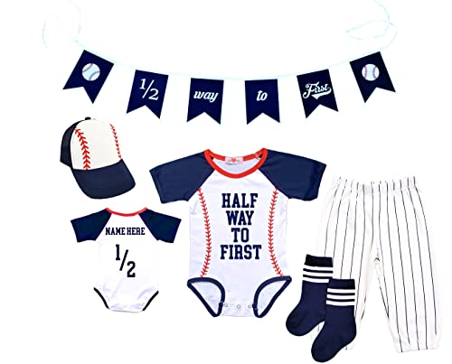Half Birthday Baseball 6-Month Child Outfit Set