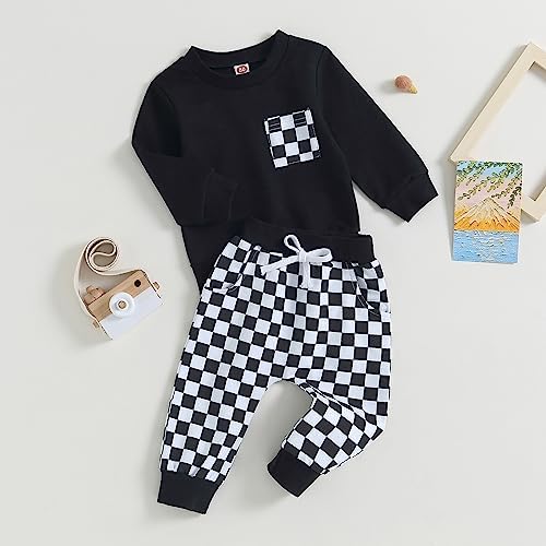 Block Check Plaid Baby Fall Winter Outfit Set