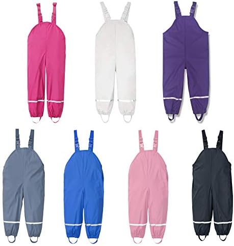 Kids Waterproof Suspender Rain Pants Reflective mudProof