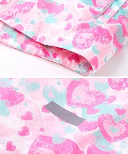 Girls Boys Hooded Windproof Jacket Patterned Fleece Lined