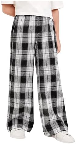 Girls Plaid Wide Leg Trendy Sweatpants