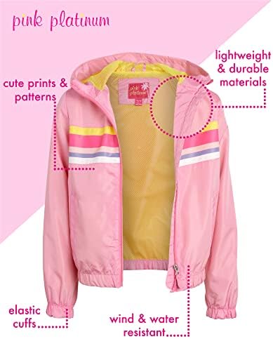 Durable Pink rain jacket for girls Waterproof windproof Lightweight packable Buy Now