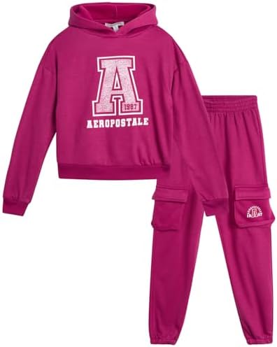 AEROPOSTALE Girls Active Tracksuit Set - Cozy Fleece Pullover Hoodie Jogger Pants