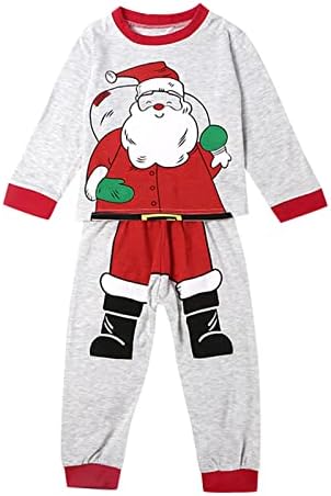 Perfect Christmas Outfit for Boys Girls Cartoon Santa Pullover Long Pants Set