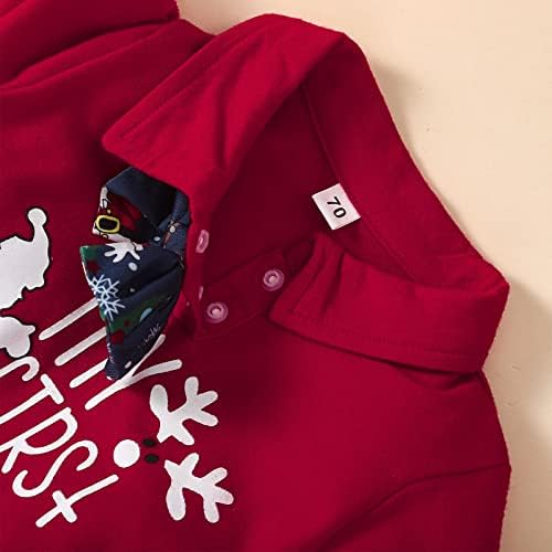 Qfajcp Christmas Baby Outfit Set - Boys Girls - Romper Pants Hat Bow Knot Outfit