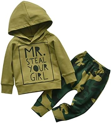 Eghunooy Toddler Infant Boy Outfit Set Long Sleeve Hoodie Pants