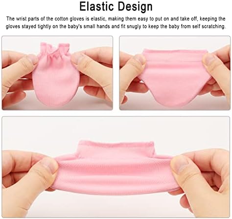 AQOKKA No Scratch Elastic Wrist Gloves for Newborns