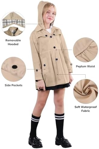 SANGTREE Girls Waterproof Trench Coat