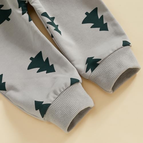 HAPRIZERA Christmas Outfit Toddler Boys Allover Tree Print Long Sleeve Sweater Pants Set