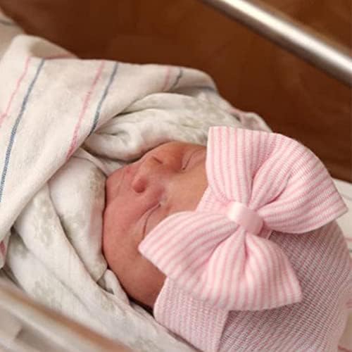 DRESHOW BQUBO 4-Pack Newborn Baby Beanie with Big Bow