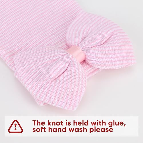 DRESHOW BQUBO 4-Pack Newborn Baby Beanie with Big Bow