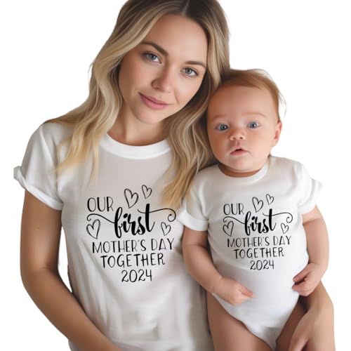 Celebrate Mothers Day Matching Bodysuits for Mom Baby