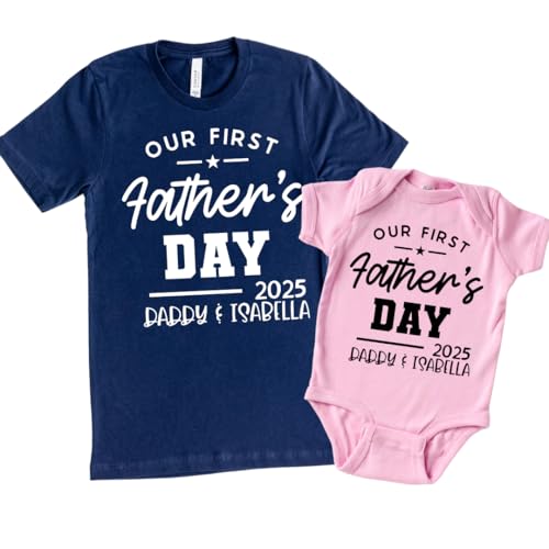 Personalized First Fathers Day Shirts for Dad Baby