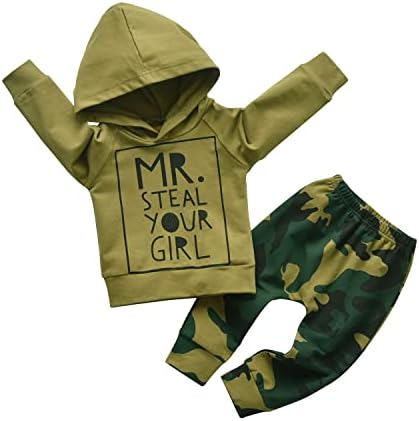 Eghunooy Toddler Infant Boy Outfit Set Long Sleeve Hoodie Pants