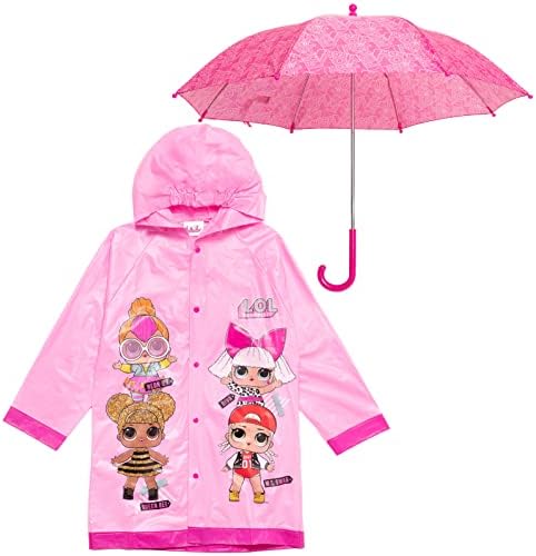 LOL Surprise Diva Neon QT MC Swag Girls Waterproof Rain Jacket and Umbrella