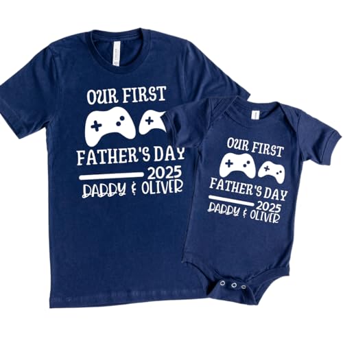 First Fathers Day Matching Shirts for Dad and Baby