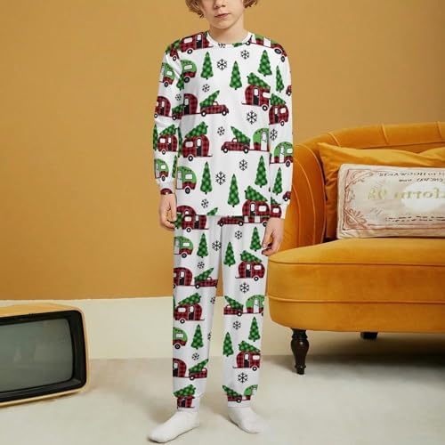 MEIKKOKids Winter Pajama Set Red Snowflakes
