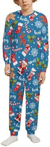 Merry Christmas ChristmasPjs Thermal Underwear for Kids Unisex Reversible ChristmasGingerbread Man Pajamas