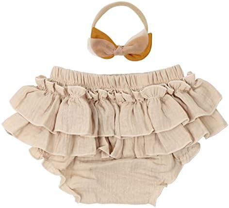 HOOLCHEAN Baby Ruffle Shorts with Bowknot Headband Soft and Gentle