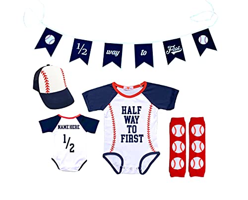 Personalized 12 Way to First Birthday BoyGirl Halfway Outfit Set