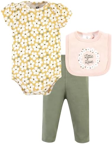 Hudson Baby Unisex Cotton Bodysuit Pant and Bib Glimpse