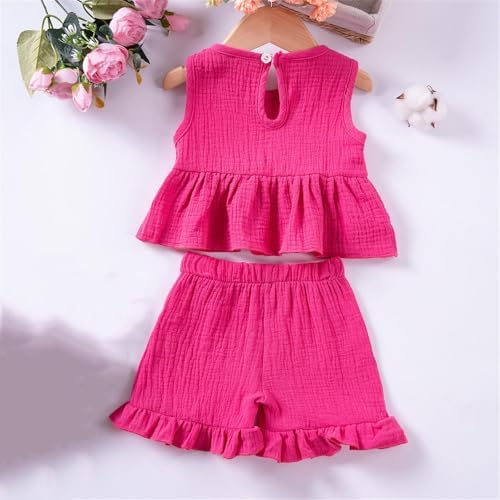 Cute Bow Ruffled Tanks Shorts Set for Toddler Girls Summer Excitement