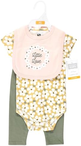 Hudson Baby Unisex Cotton Bodysuit Pant and Bib Glimpse