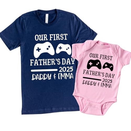 First Fathers Day Matching Shirts for Dad and Baby