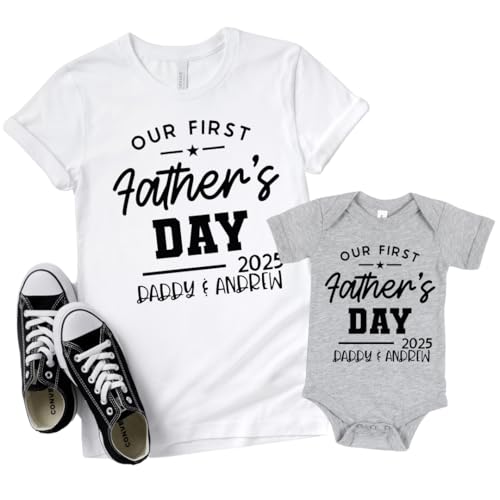 Personalized First Fathers Day Shirts for Dad Baby