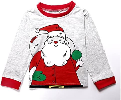 Perfect Christmas Outfit for Boys Girls Cartoon Santa Pullover Long Pants Set