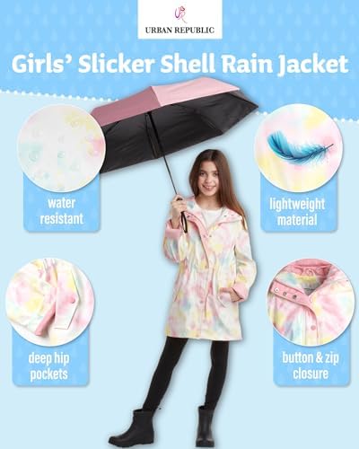 Urban Republic Girls Lightweight Water-Resistant Rain Jacket Stylish and Functional