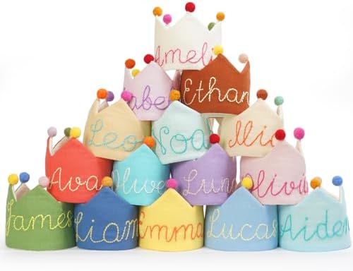 AIKERUBU Personalized 1st Birthday Crown Hat for Kids