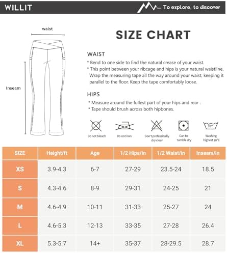 Willit Girls Fleece Lined Pants Thermal Yoga setCrossover Leggings Durable Cozy